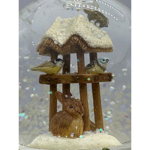 Snowglobe Snow Globe Bunny Bird House Magnolia Marjolean Bastin 4" Hallmark EUC - Picture 9 of 11